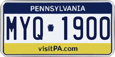 PA license plate MYQ1900