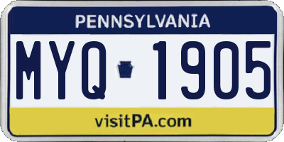 PA license plate MYQ1905