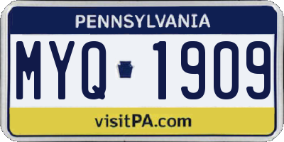 PA license plate MYQ1909