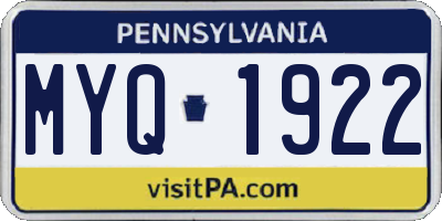 PA license plate MYQ1922