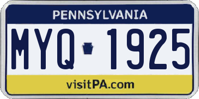 PA license plate MYQ1925