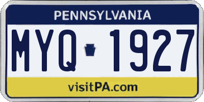 PA license plate MYQ1927