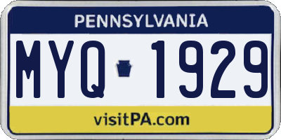PA license plate MYQ1929