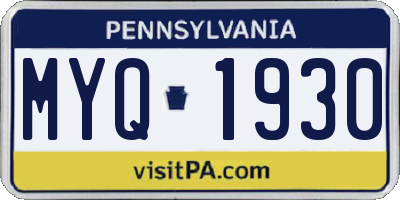 PA license plate MYQ1930