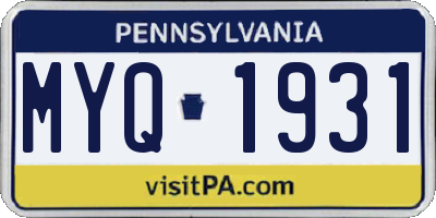 PA license plate MYQ1931
