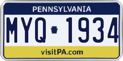 PA license plate MYQ1934