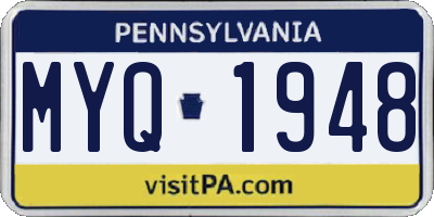 PA license plate MYQ1948