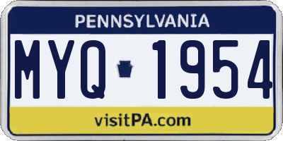 PA license plate MYQ1954