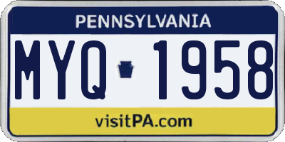 PA license plate MYQ1958