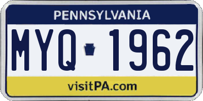 PA license plate MYQ1962