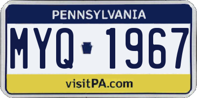 PA license plate MYQ1967