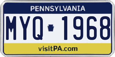 PA license plate MYQ1968