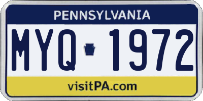 PA license plate MYQ1972