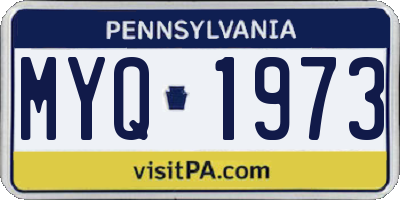 PA license plate MYQ1973
