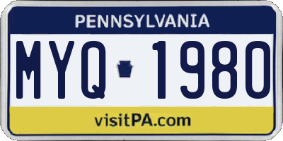 PA license plate MYQ1980
