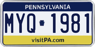 PA license plate MYQ1981
