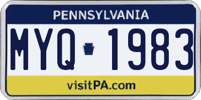 PA license plate MYQ1983