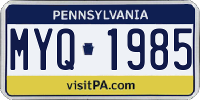 PA license plate MYQ1985