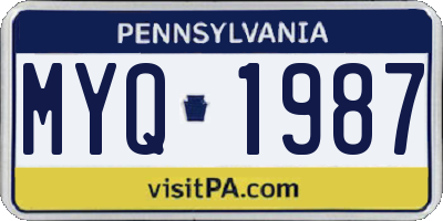 PA license plate MYQ1987
