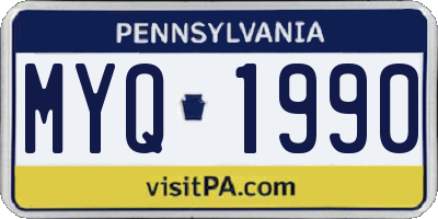 PA license plate MYQ1990