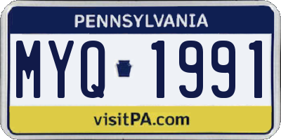 PA license plate MYQ1991