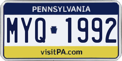 PA license plate MYQ1992
