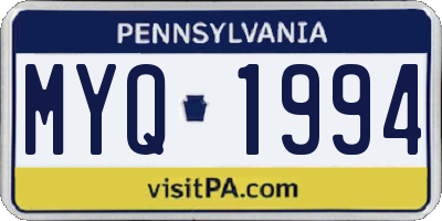 PA license plate MYQ1994