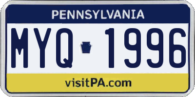 PA license plate MYQ1996