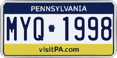 PA license plate MYQ1998
