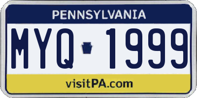 PA license plate MYQ1999
