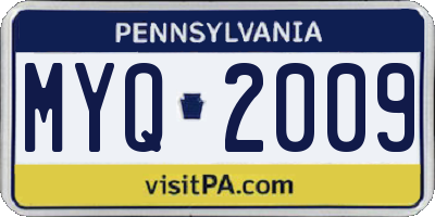 PA license plate MYQ2009