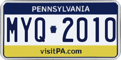 PA license plate MYQ2010
