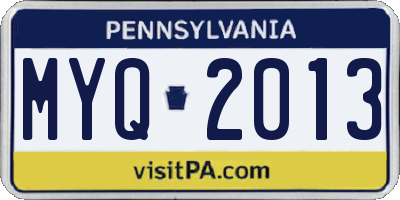 PA license plate MYQ2013