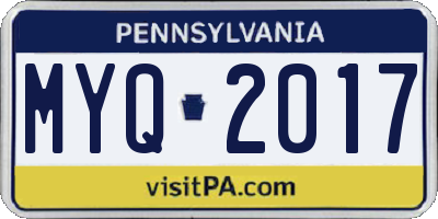 PA license plate MYQ2017