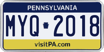 PA license plate MYQ2018