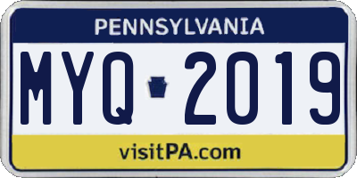 PA license plate MYQ2019