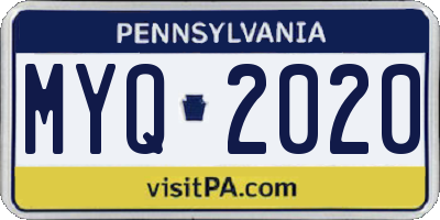 PA license plate MYQ2020