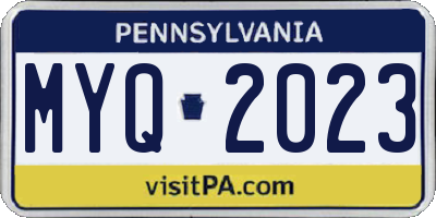 PA license plate MYQ2023