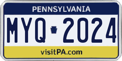 PA license plate MYQ2024