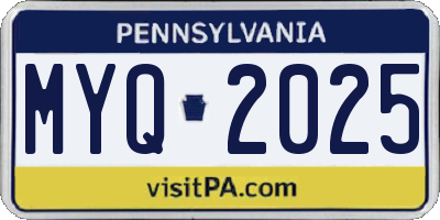 PA license plate MYQ2025