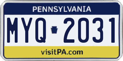 PA license plate MYQ2031