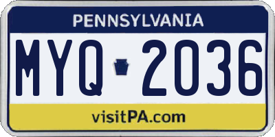 PA license plate MYQ2036