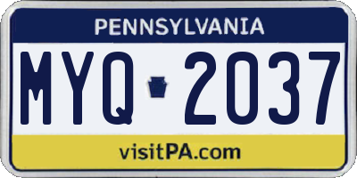 PA license plate MYQ2037