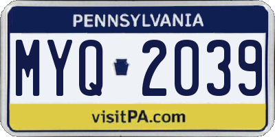 PA license plate MYQ2039