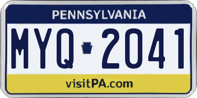 PA license plate MYQ2041