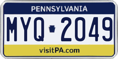 PA license plate MYQ2049