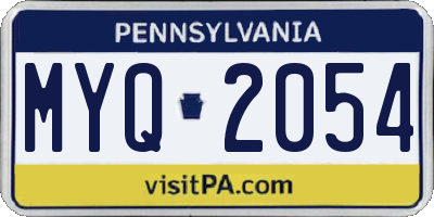 PA license plate MYQ2054