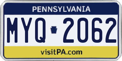 PA license plate MYQ2062