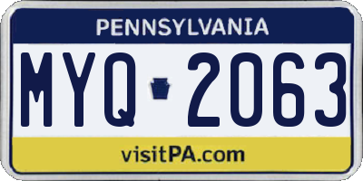PA license plate MYQ2063