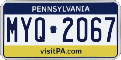 PA license plate MYQ2067